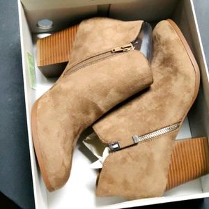 Taupe suede women's boots